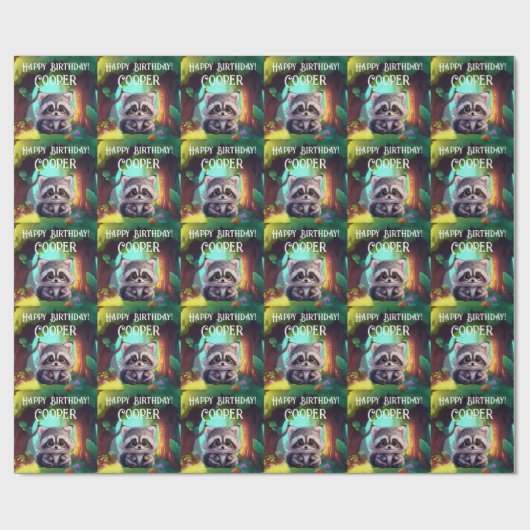 Schattigee wasbeer bosdieren bos vrienden cadeaupapier (Vlak)