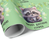 Schattigee wasbeer bosdieren bos vrienden cadeaupapier (Rol Hoek)