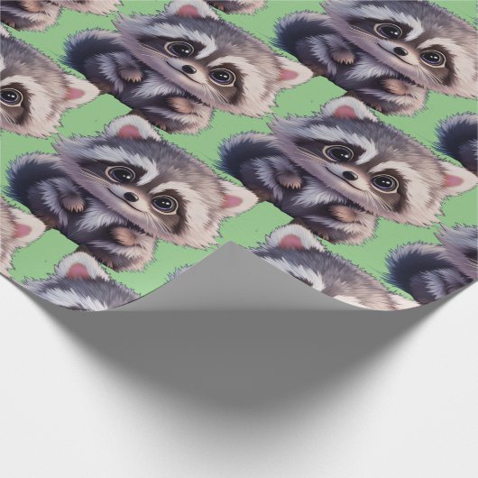 Schattigee wasbeer bosdieren bos vrienden cadeaupapier (Hoek)