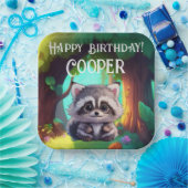 Schattigee wasbeer bosdieren bos vrienden papieren bordje (Feest)