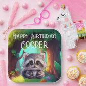 Schattigee wasbeer bosdieren bos vrienden papieren bordje (Feest)