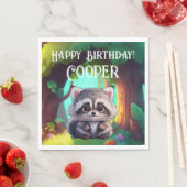 Schattigee wasbeer bosdieren bos vrienden servet (Insitu)