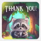 Schattigee wasbeer bosdieren bos vrienden vierkante sticker (Voorkant)