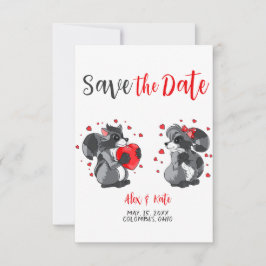 Schattigee wasbeer bruiloft Save the Date Aankondi