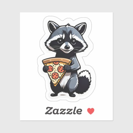 Schattigee wasbeer die pizza eet sticker (Vel)