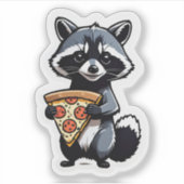 Schattigee wasbeer die pizza eet sticker (Voorkant)