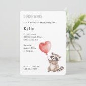 Schattigee Wasbeer Dier Hart Ballon Verjaardag Kaart (Staand voorkant)