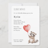 Schattigee Wasbeer Dier Hart Ballon Verjaardag Kaart (Voorkant)