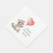 Schattigee Wasbeer Dier Hart Ballon Verjaardag Servet (Hoek)
