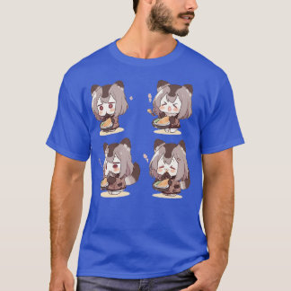 Schattigee wasbeer eet alles anime t-shirt