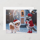 Schattigee wasbeer en een Schattigee hond feesteli Briefkaart (Voorkant / Achterkant)