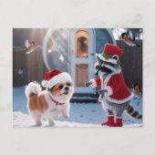 Schattigee wasbeer en een Schattigee hond feesteli Briefkaart (Voorkant)