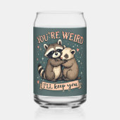 Schattigee Wasbeer en Ferret Knuffel met Grappige  Blikvorm Glas (Voorkant)