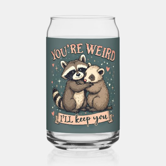 Schattigee Wasbeer en Ferret Knuffel met Grappige  Blikvorm Glas (Achterkant)