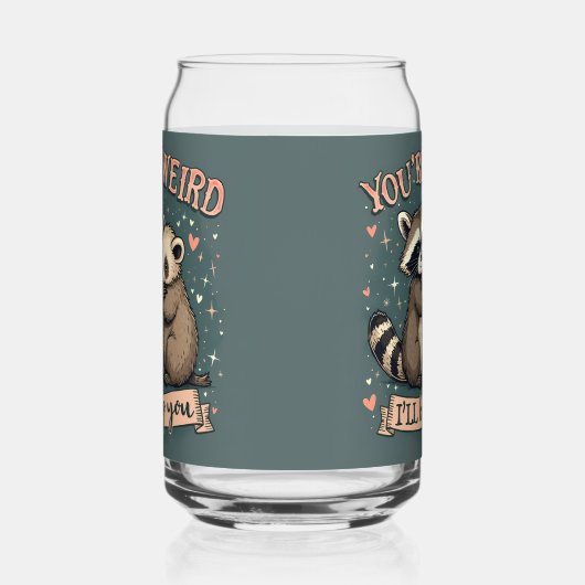 Schattigee Wasbeer en Ferret Knuffel met Grappige  Blikvorm Glas (Rechts)