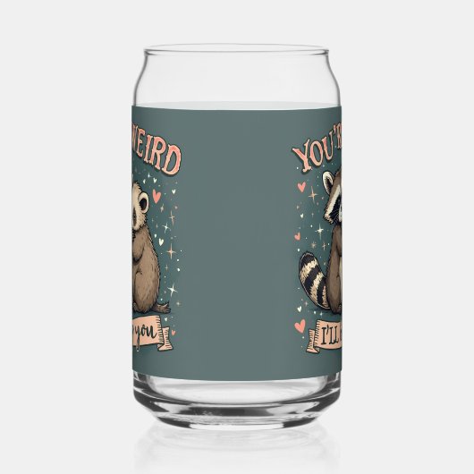 Schattigee Wasbeer en Ferret Knuffel met Grappige  Blikvorm Glas (Links)