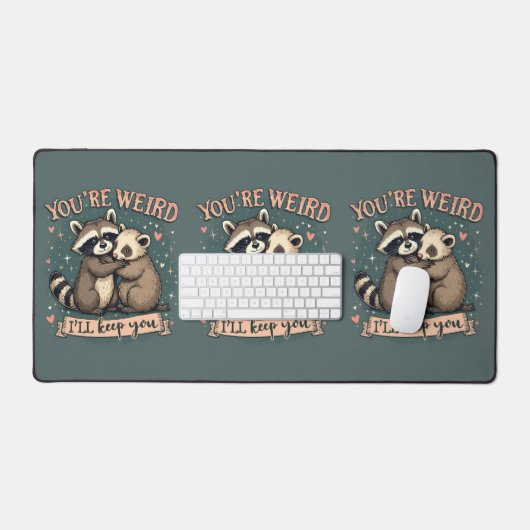 Schattigee Wasbeer en Ferret Knuffel met Grappige Bureaumat (Keyboard & Muis)