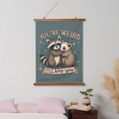 Schattigee Wasbeer en Ferret Knuffel met Grappige  Hangend Wandkleed (Slaapkamer)