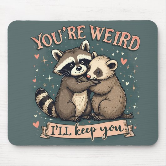 Schattigee Wasbeer en Ferret Knuffel met Grappige  Muismat (Voorkant)