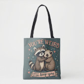 Schattigee Wasbeer en Ferret Knuffel met Grappige Tote Bag (Voorkant)