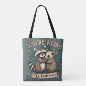 Schattigee Wasbeer en Ferret Knuffel met Grappige Tote Bag (Achterkant)