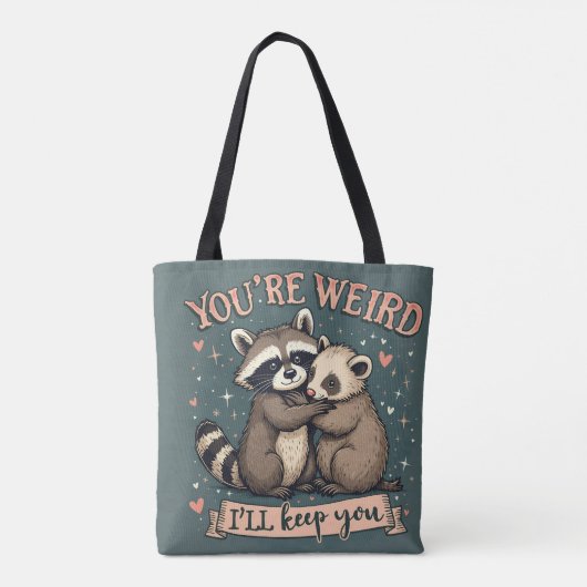 Schattigee Wasbeer en Ferret Knuffel met Grappige  Tote Bag (Achterkant)