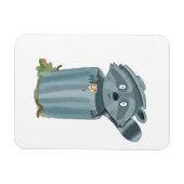 Schattigee Wasbeer en Vuilnis - Speelse Animal Art Magneet (Horizontaal)