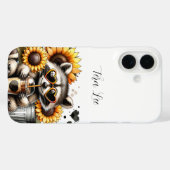 Schattigee wasbeer en zonnebloemen Case-Mate iPhone case (Achterkant (horizontaal))
