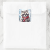 Schattigee wasbeer gebreide sjaal vierkante sticker (Tas)