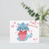 Schattigee wasbeer Gelukkige Valentijnsdag! feestd Briefkaart (Staand voorkant)