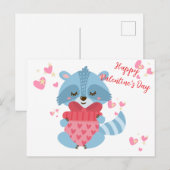 Schattigee wasbeer Gelukkige Valentijnsdag! feestd Briefkaart (Voorkant / Achterkant)