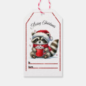 Schattigee wasbeer genieten van cacao en kerst! cadeaulabel (Achterkant)