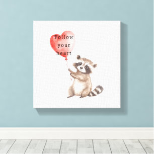 Schattigee wasbeer hartballon canvas afdruk
