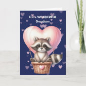 Schattigee wasbeer hartballon Kinder Valentijn Kaa Feestdagen Kaart (Voorkant)