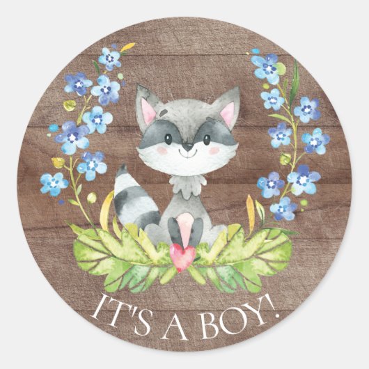Schattigee wasbeer Het is een Boy Favor Sticker (Voorkant)