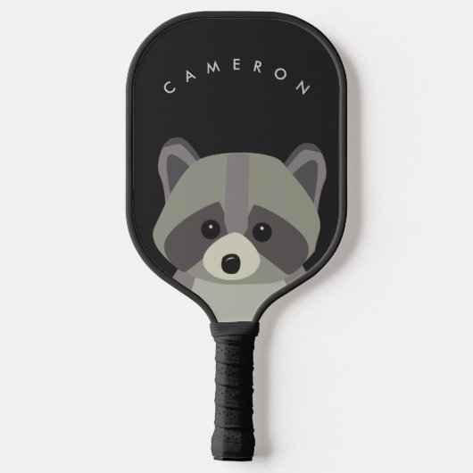 Schattigee wasbeer illustratie gepersonaliseerde n pickleball paddle (Achterkant)