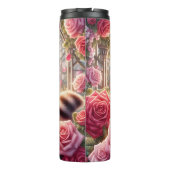 Schattigee wasbeer in een Rozen tuin Thermosbeker (Achterkant)