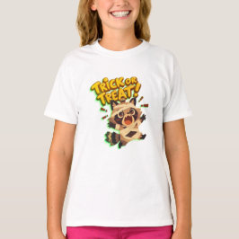 Schattigee wasbeer in mummie kostuum met Trick or  T-shirt