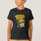 Schattigee wasbeer in mummie kostuum met Trick or  T-shirt (Voorkant)