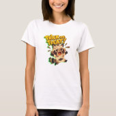 Schattigee wasbeer in mummie kostuum met Trick or  T-shirt (Voorkant)