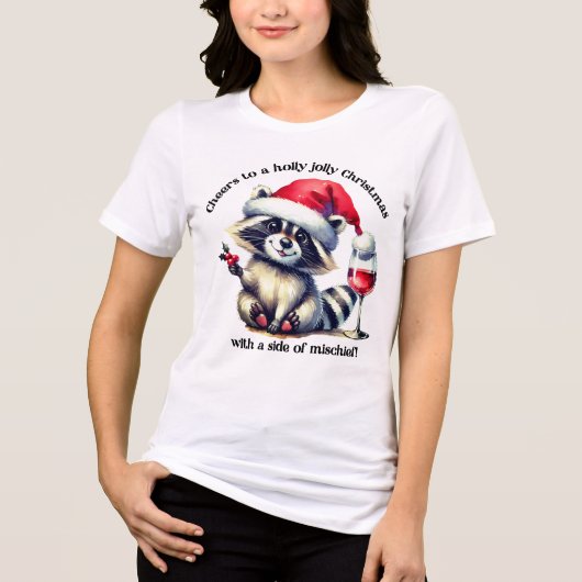 Schattigee wasbeer in Santa Hat! Tri-Blend Shirt (Voorkant)