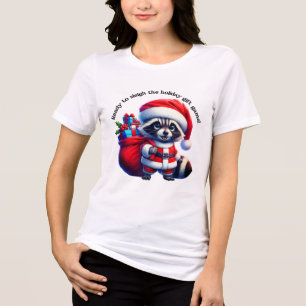Schattigee wasbeer in Santa-pak klaar voor kerstpl Tri-Blend Shirt