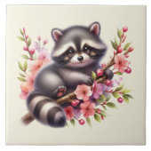 Schattigee wasbeer liefhebbers Landdieren Tegeltje (Voorkant)