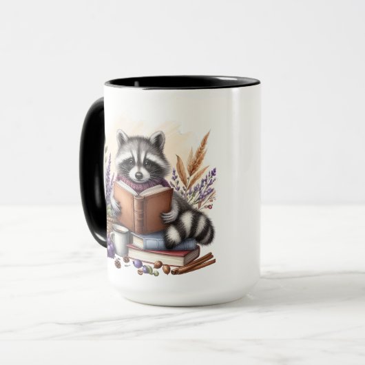 Schattigee wasbeer liefhebbers Monogram toevoegen Mok (Voorkant links)