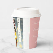 Schattigee wasbeer meisje roze-zandkleur winterout papieren bekers (Links)