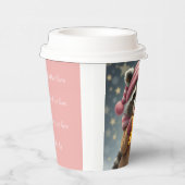 Schattigee wasbeer meisje roze-zandkleur winterout papieren bekers (Rechts)