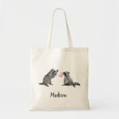 Schattigee wasbeer met Bubble Gum gepersonaliseerd Tote Bag (Voorkant)