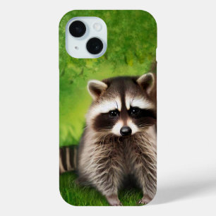 Schattigee wasbeer met een echt Schattige gezicht iPhone 15 Case