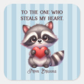 Schattigee wasbeer met een hart vierkante sticker (Voorkant)