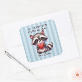 Schattigee wasbeer met een hart vierkante sticker